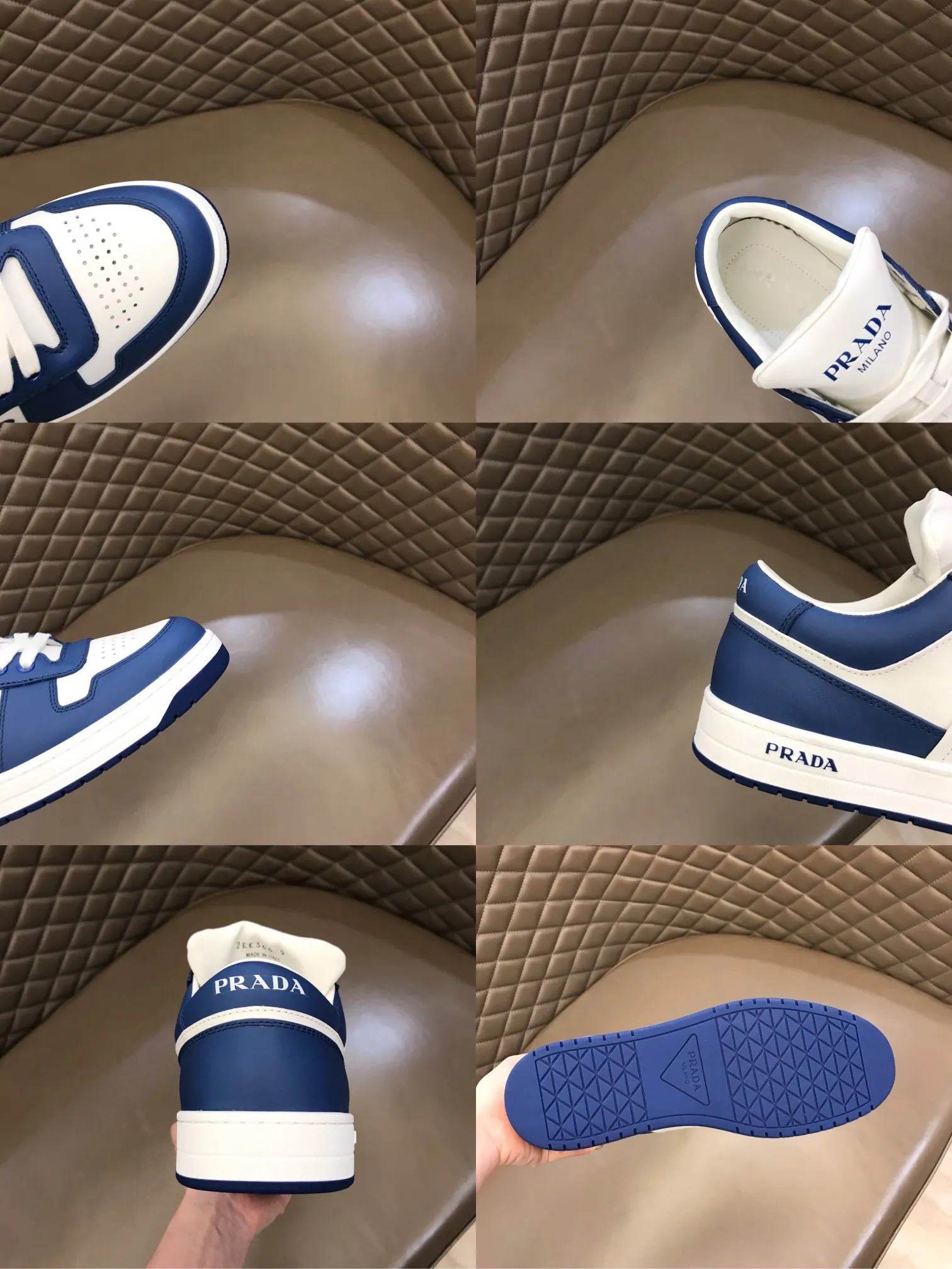 P380 Yuan 38-45 Prada Prada’s new men’s leather sports shoes, the highest version on the market, any comparison is welcome🆚! The original leather has excellent texture and is super high-end! Fetal sheep net lining imported from Italy, removable pad! Luxurious materials and fine workmanship, highly recommended!